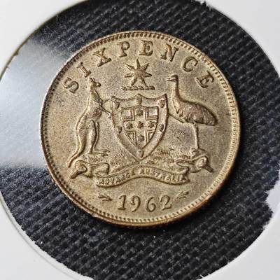 KK钱币收藏小铺 第333期 2月预留时间 周末发货 -  1962澳大利亚6便士银币