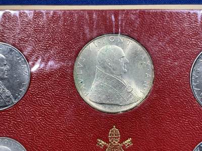 《竞宝斋》第417场 周日，周一，2场连拍 （全场包邮） 梵蒂冈1963年8枚装套币，含1枚500里拉银币。