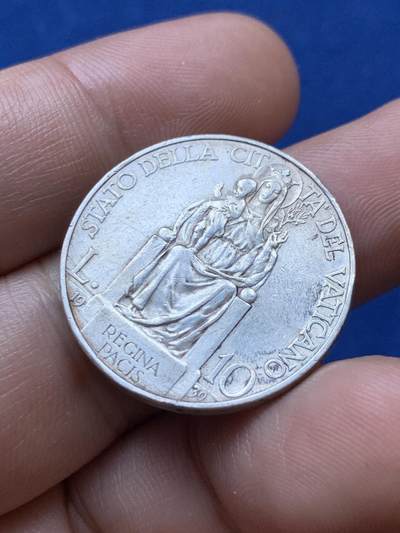 《竞宝斋》第417场 周日，周一，2场连拍 （全场包邮） 教皇国1930年庇护十一世10里拉银币