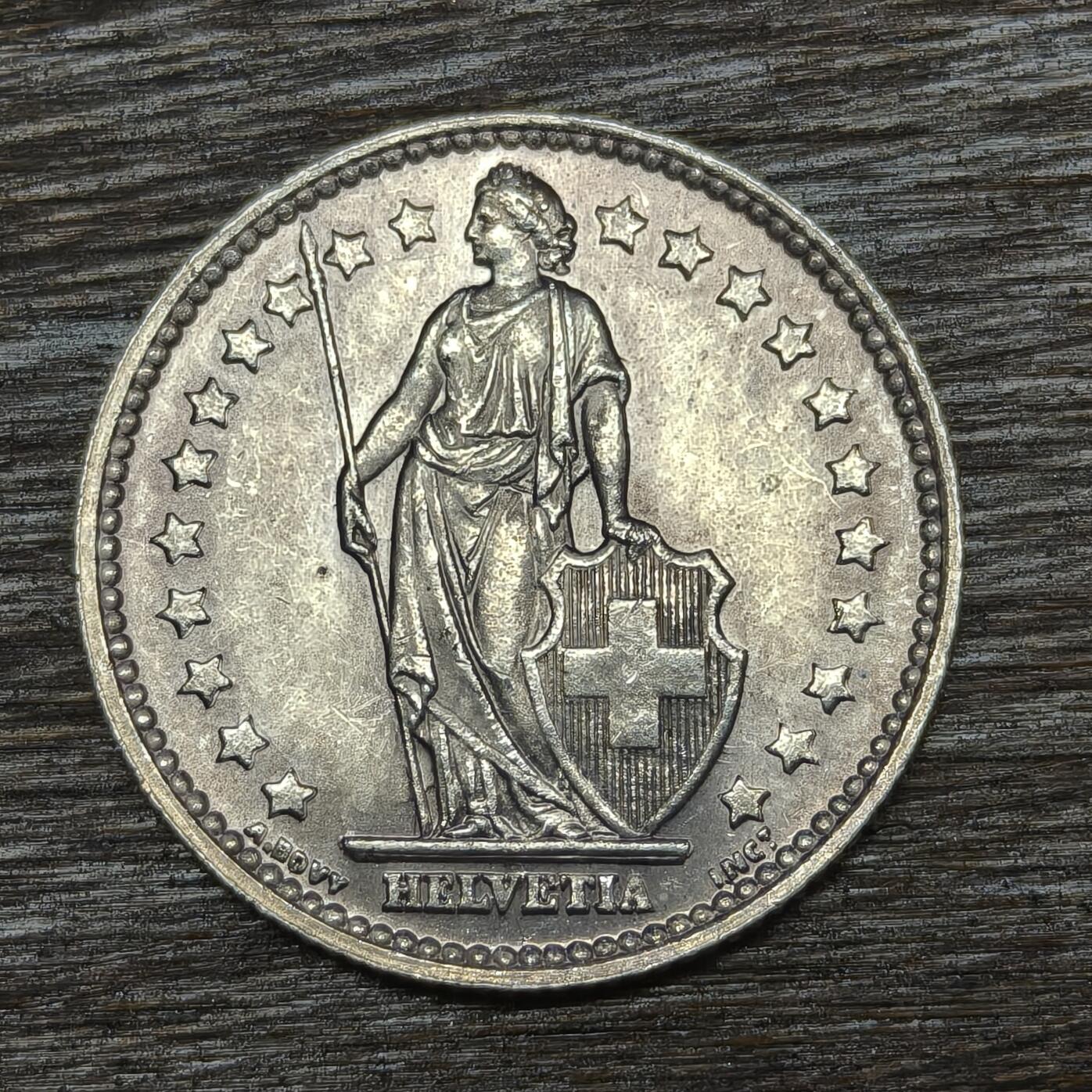 【铜匠收藏】★第130加场★精品币章场，200包邮，不满200.支付运费5元。《接受代拍 代送NGC评级》 瑞士 1952年 1法郎 银币 赫尔维希亚女神