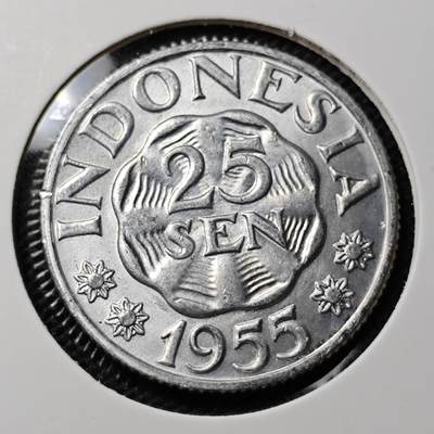 KK钱币收藏小铺 第332期 2月预留时间 周末发货 -  1955印度尼西亚25仙