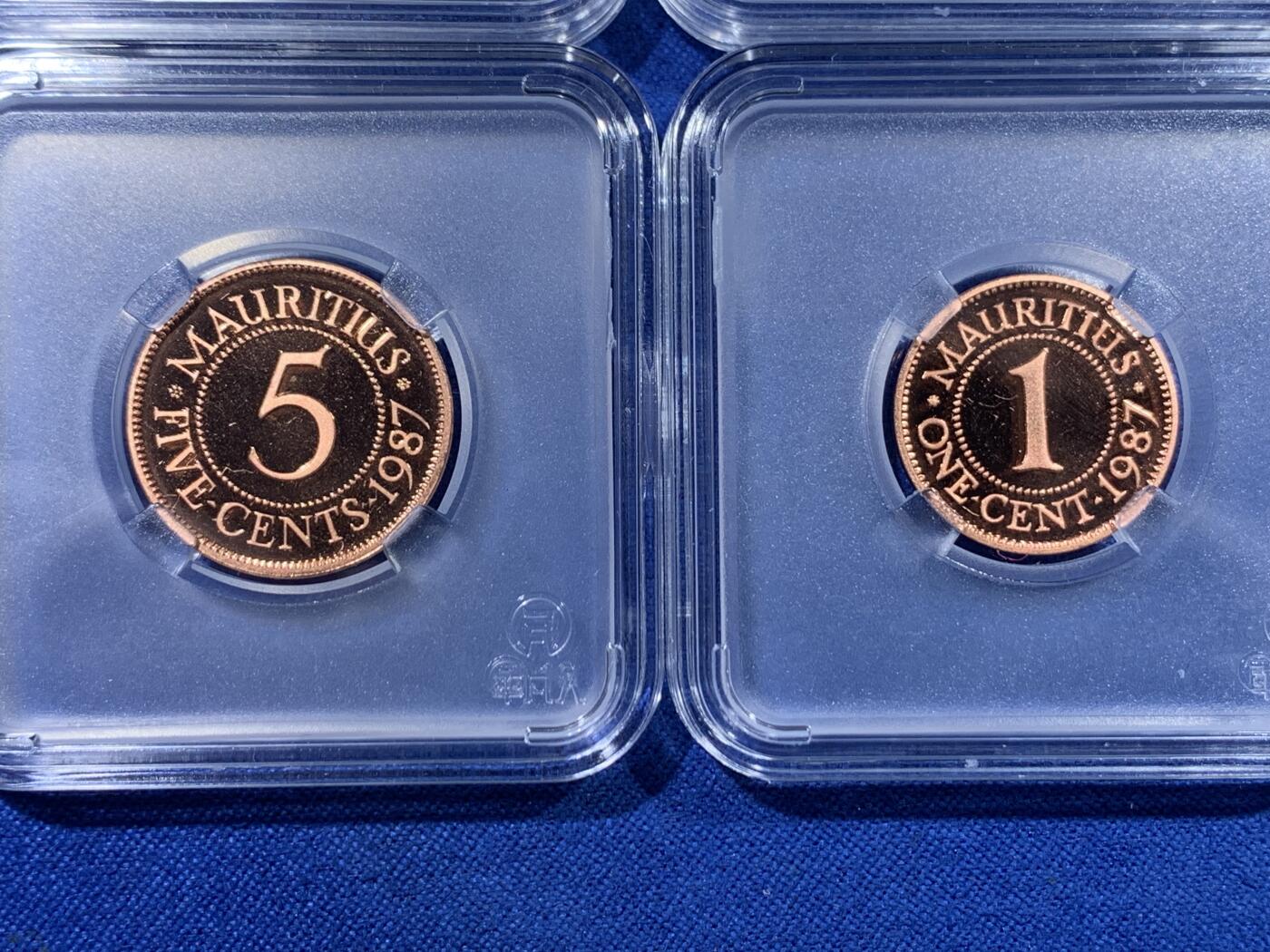 《竞宝斋》第417场 周日，周一，2场连拍 （全场包邮） 六枚一组 1987年毛里求斯精制套币 好品 细节见图
