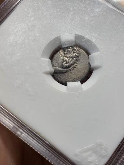 《竞宝斋》第417场 周日，周一，2场连拍 （全场包邮） ZDGS XF 古希腊色雷斯地区回头狮1/2德拉克马银币