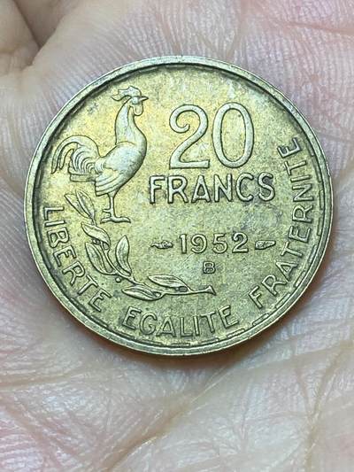 2025年第八十七场(总第一百一十三场）外国好品散币(免佣金) - 法国🇫🇷1952年20法郎(4 plumes–4羽，B标，博蒙莱罗热造)