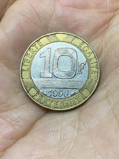 2025年第八十七场(总第一百一十三场）外国好品散币(免佣金) - 法国🇫🇷1990年10法郎(海豚标，分段边齿版)