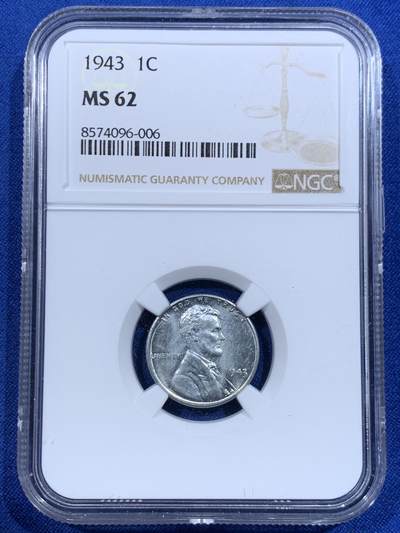 《竞宝斋》第417场 周日，周一，2场连拍 （全场包邮） - NGC MS62 美国1943年铁质林肯1美分，特殊年代的特殊材质铸币