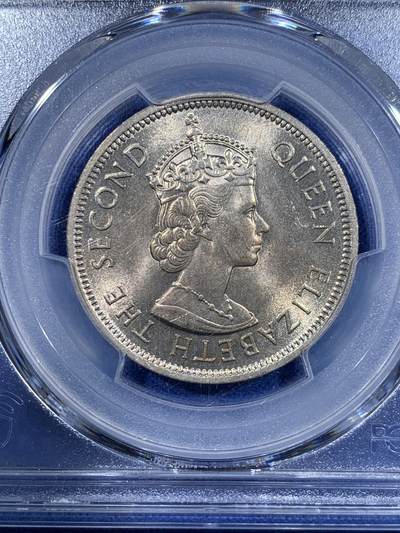 《竞宝斋》第417场 周日，周一，2场连拍 （全场包邮） PCGS MS66 香港1960年伊丽莎白二世1元，香港大饼1元首年份，绝对高分