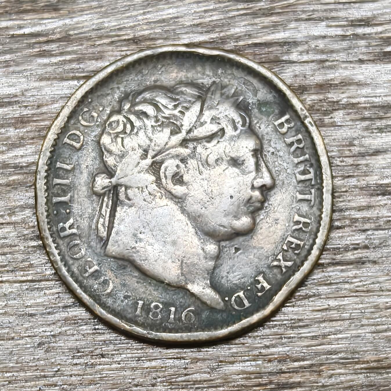 【铜匠收藏】★第130加场★精品币章场，200包邮，不满200.支付运费5元。《接受代拍 代送NGC评级》 英国 1816年 乔治三世 6便士 银币 老包浆