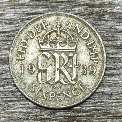 【铜匠收藏】★第130加场★精品币章场，200包邮，不满200.支付运费5元。《接受代拍 代送NGC评级》 - 英国 1939年 6便士 乔治六世 银币