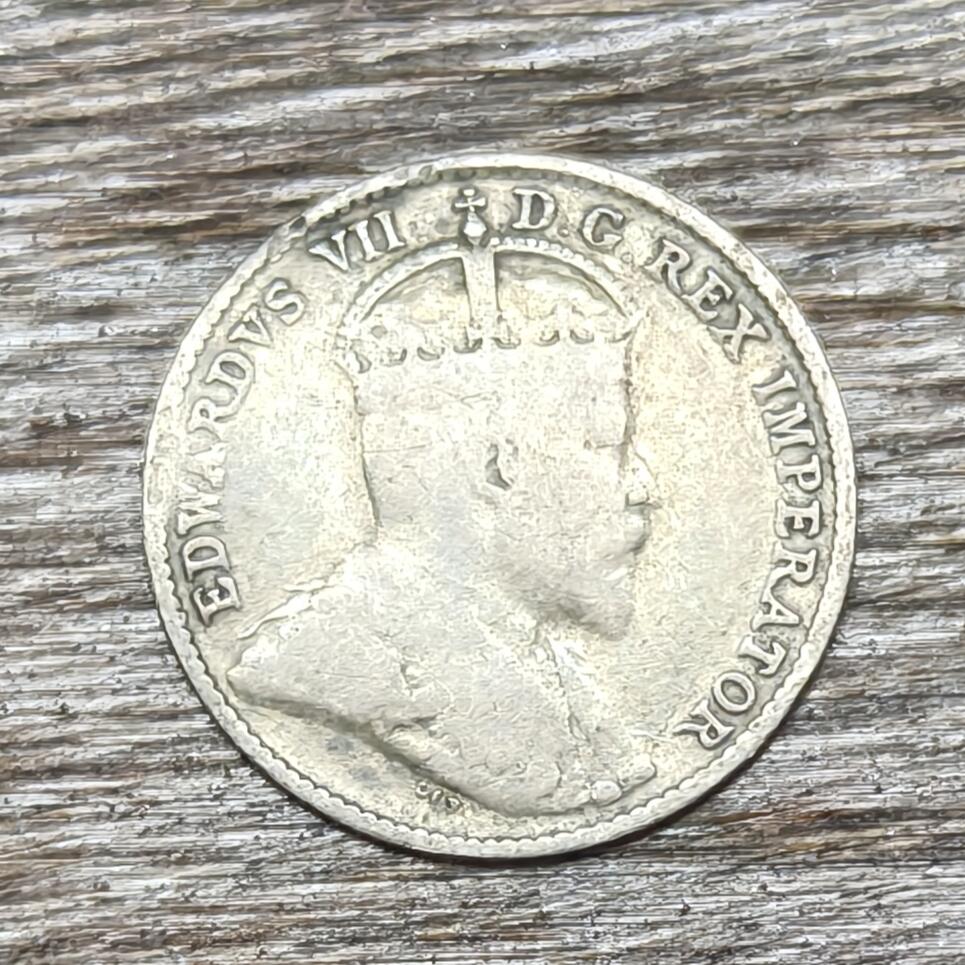 【铜匠收藏】★第130加场★精品币章场，200包邮，不满200.支付运费5元。《接受代拍 代送NGC评级》 加拿大 1910年 爱德华七世 5分 银币