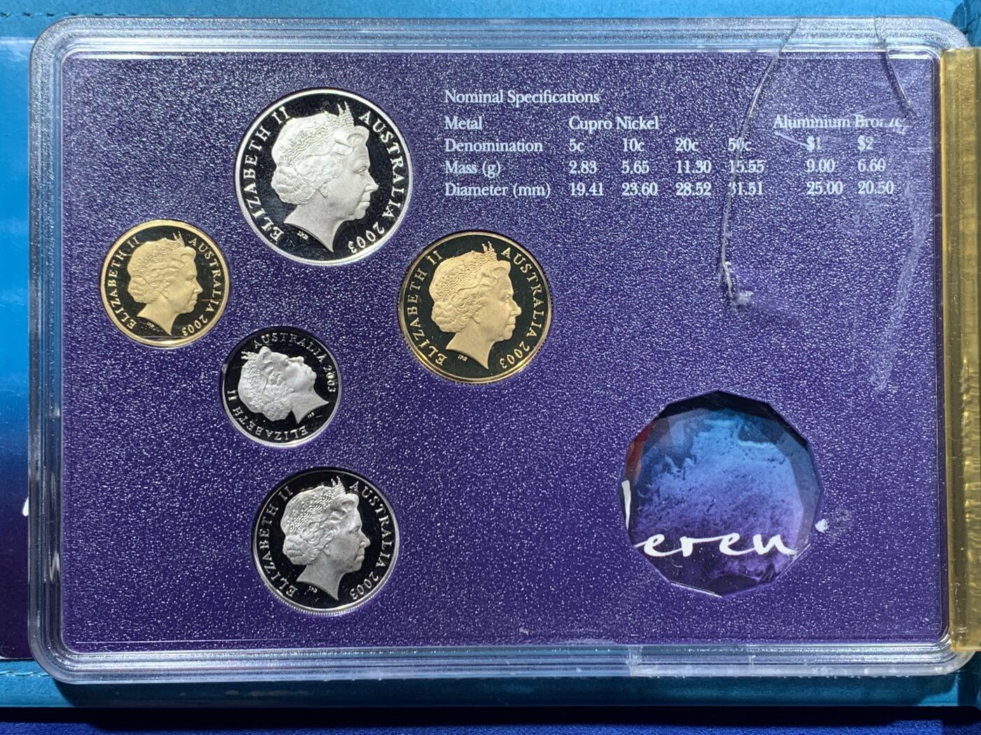 《竞宝斋》第417场 周日，周一，2场连拍 （全场包邮） 澳大利亚 2003年 精制套币 缺50分 细节见图