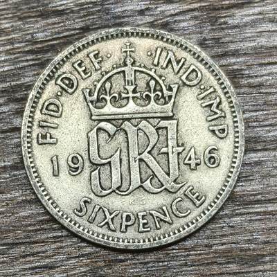 【铜匠收藏】★第130加场★精品币章场，200包邮，不满200.支付运费5元。《接受代拍 代送NGC评级》 - 英国 1946年 6便士银 乔治六世 银币