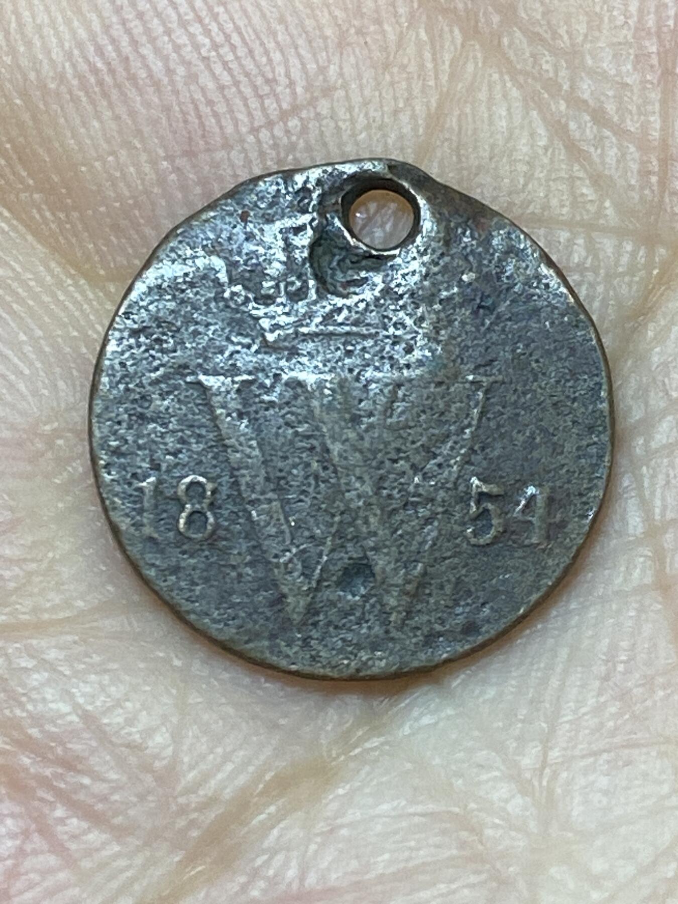 2025年第八十七场(总第一百一十三场）外国好品散币(免佣金) 打孔–荷兰🇳🇱1854年1/2分(威廉三世时期，Sword–长剑标)