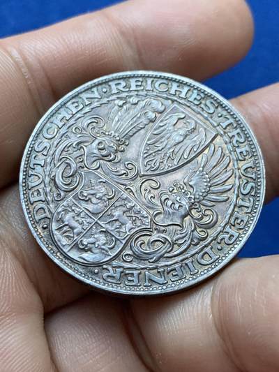 《竞宝斋》第417场 周日，周一，2场连拍 （全场包邮） 德国魏玛时期1847-1927兴登堡80大寿5马克纪念银章 900银 24.8克 36mm