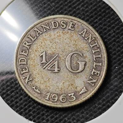 KK钱币收藏小铺 第333期 2月预留时间 周末发货 -  1963荷属安的列斯1/4盾银币