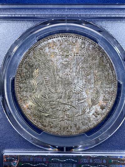 《竞宝斋》第417场 周日，周一，2场连拍 （全场包邮） PCGS MS65 美国 1904-O 摩根银币 正反面都有五彩包浆 像火烧云一样绚丽