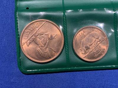 《竞宝斋》第417场 周日，周一，2场连拍 （全场包邮） 英属爱尔兰1966年原光年套，共8枚硬币，2先令6便士-1/4便士。小面值少。动物设计趣味独特，细节见图。