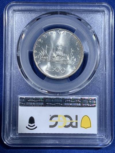 《竞宝斋》第417场 周日，周一，2场连拍 （全场包邮） PCGS MS67 意大利500里拉银币 1970哥伦布文艺复兴少女 卷拆车轮光高分！