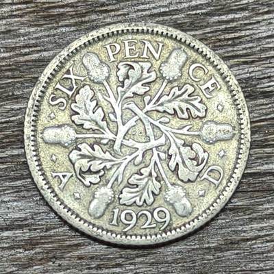 【铜匠收藏】★第130加场★精品币章场，200包邮，不满200.支付运费5元。《接受代拍 代送NGC评级》 - 英国 1929年 6便士 银币 乔五 