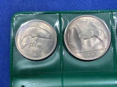 《竞宝斋》第417场 周日，周一，2场连拍 （全场包邮） 英属爱尔兰1966年原光年套，共8枚硬币，2先令6便士-1/4便士。小面值少。动物设计趣味独特，细节见图。