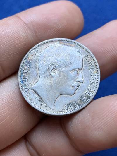 《竞宝斋》第417场 周日，周一，2场连拍 （全场包邮） 意大利1906年2里拉银币 少见版别