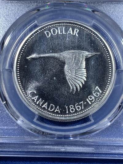 《竞宝斋》第417场 周日，周一，2场连拍 （全场包邮） PCGS PL66 加拿大1967年大雁1元精制纪念币，经典动物银币 币面干净漂亮！热门品种！