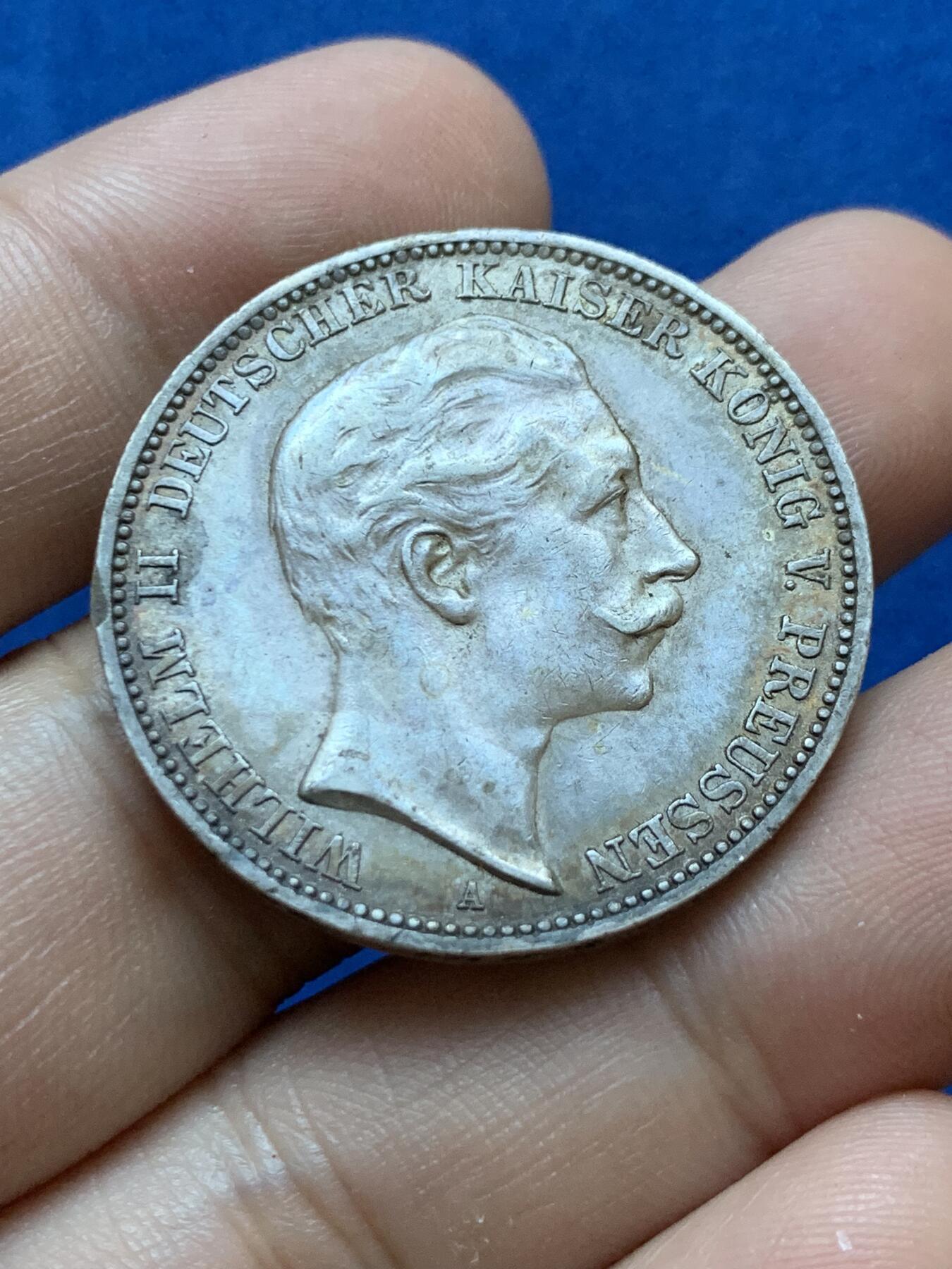 《竞宝斋》第417场 周日，周一，2场连拍 （全场包邮） 两枚一组 德国1909年/1912年威廉二世3马克银币