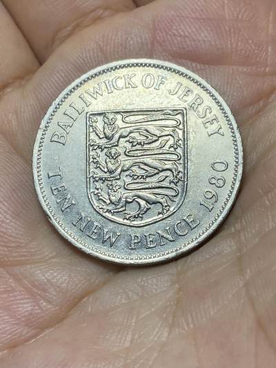 2025年第八十七场(总第一百一十三场）外国好品散币(免佣金) - 英属泽西岛🇯🇪1980年10新便士(伊丽莎白二世中年花冠，十进制第一版关门年仅发行3年)
