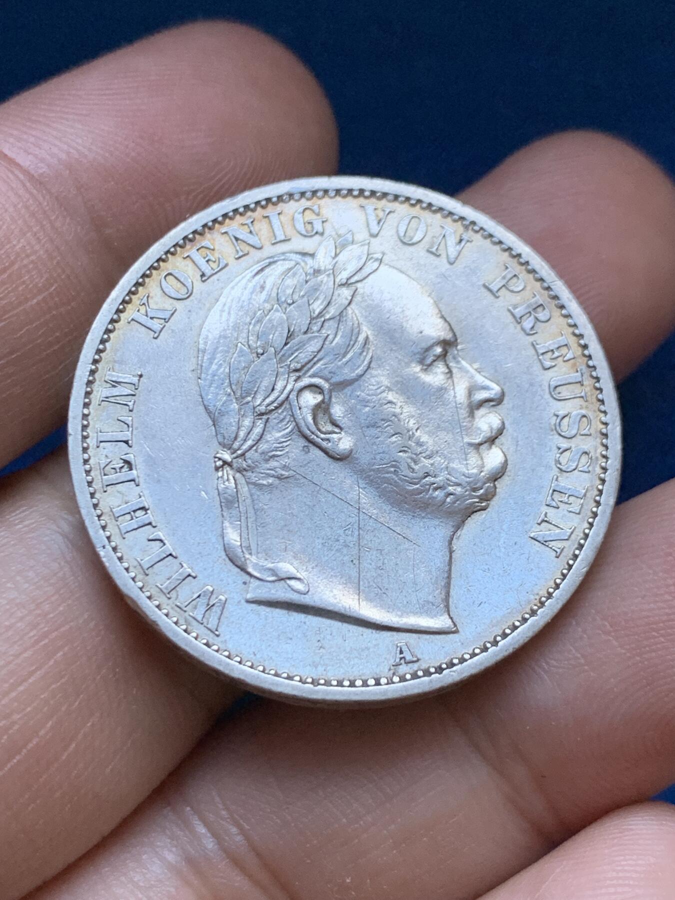 《竞宝斋》第417场 周日，周一，2场连拍 （全场包邮） 德国1866年普鲁士1泰勒银币