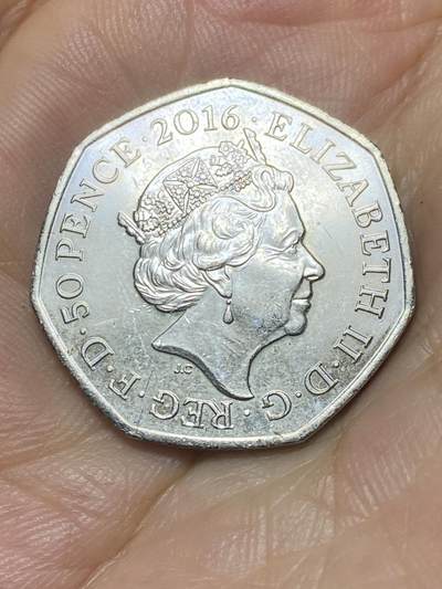 2025年第八十七场(总第一百一十三场）外国好品散币(免佣金) 英国🇬🇧2016单年份50便士(彼得兔系列小说角色–杰迈玛·帕德尔鸭纪念币)