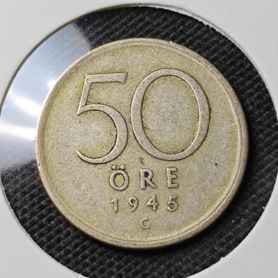 KK钱币收藏小铺 第333期 2月预留时间 周末发货 -  1945瑞典50欧尔银币