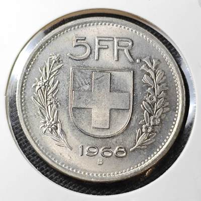KK钱币收藏小铺 第332期 2月预留时间 周末发货 -  1968瑞士5法郎 好品
