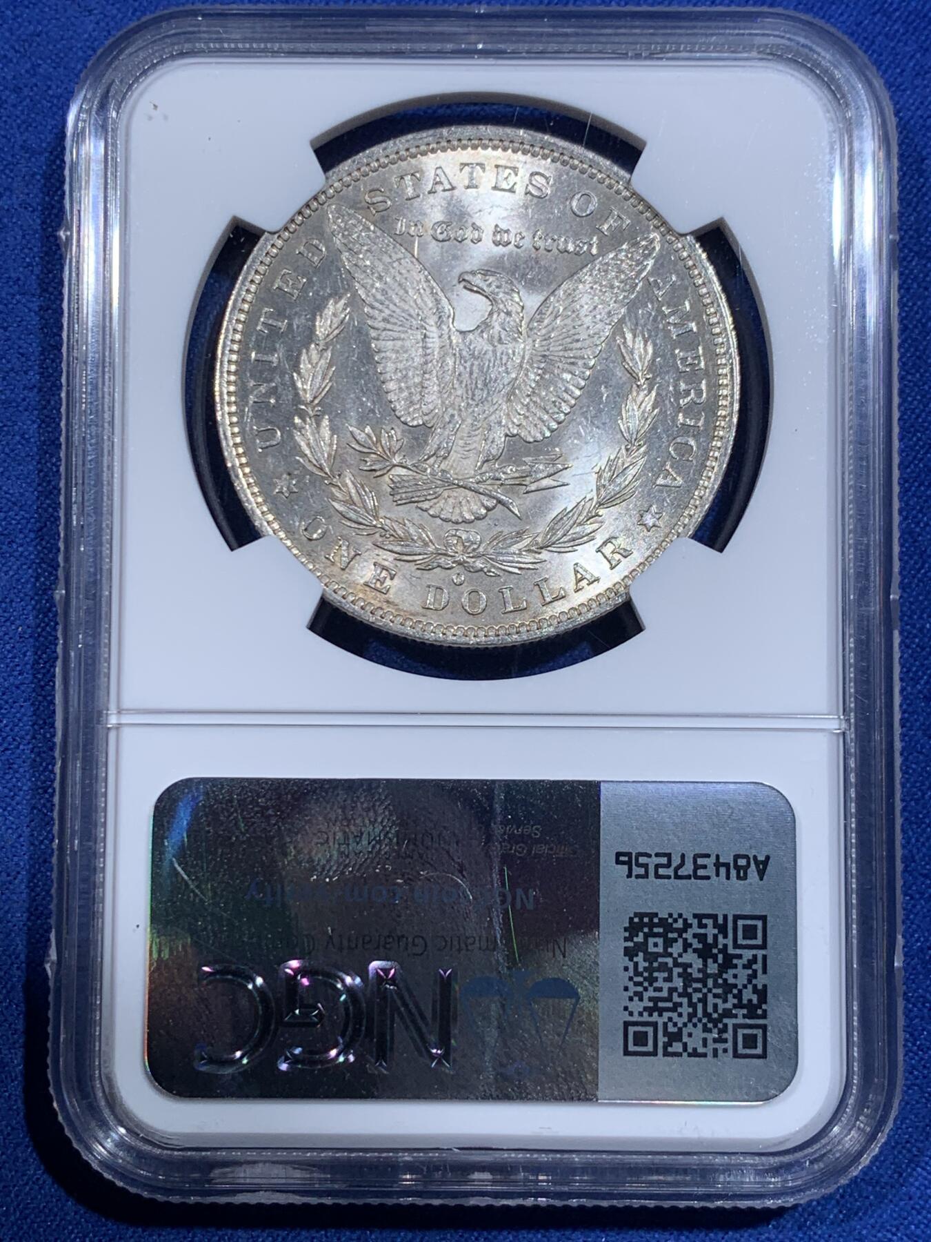 《竞宝斋》第417场 周日，周一，2场连拍 （全场包邮） NGC MS63 美国1883年O版摩根银币 爆光BU品质