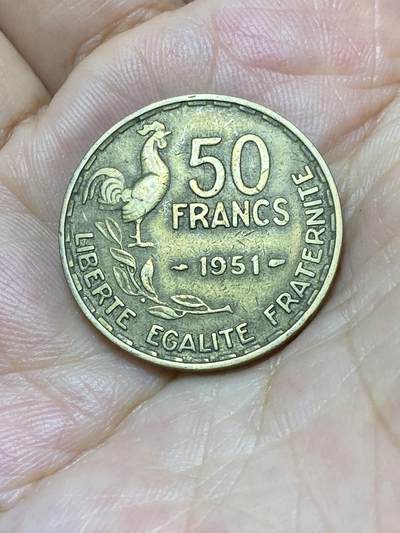 2025年第八十七场(总第一百一十三场）外国好品散币(免佣金) - 法国🇫🇷1951年50法郎