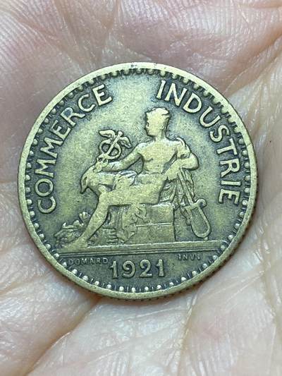2025年第八十七场(总第一百一十三场）外国好品散币(免佣金) 法国🇫🇷1921年1法郎(商业之神墨丘利坐像)