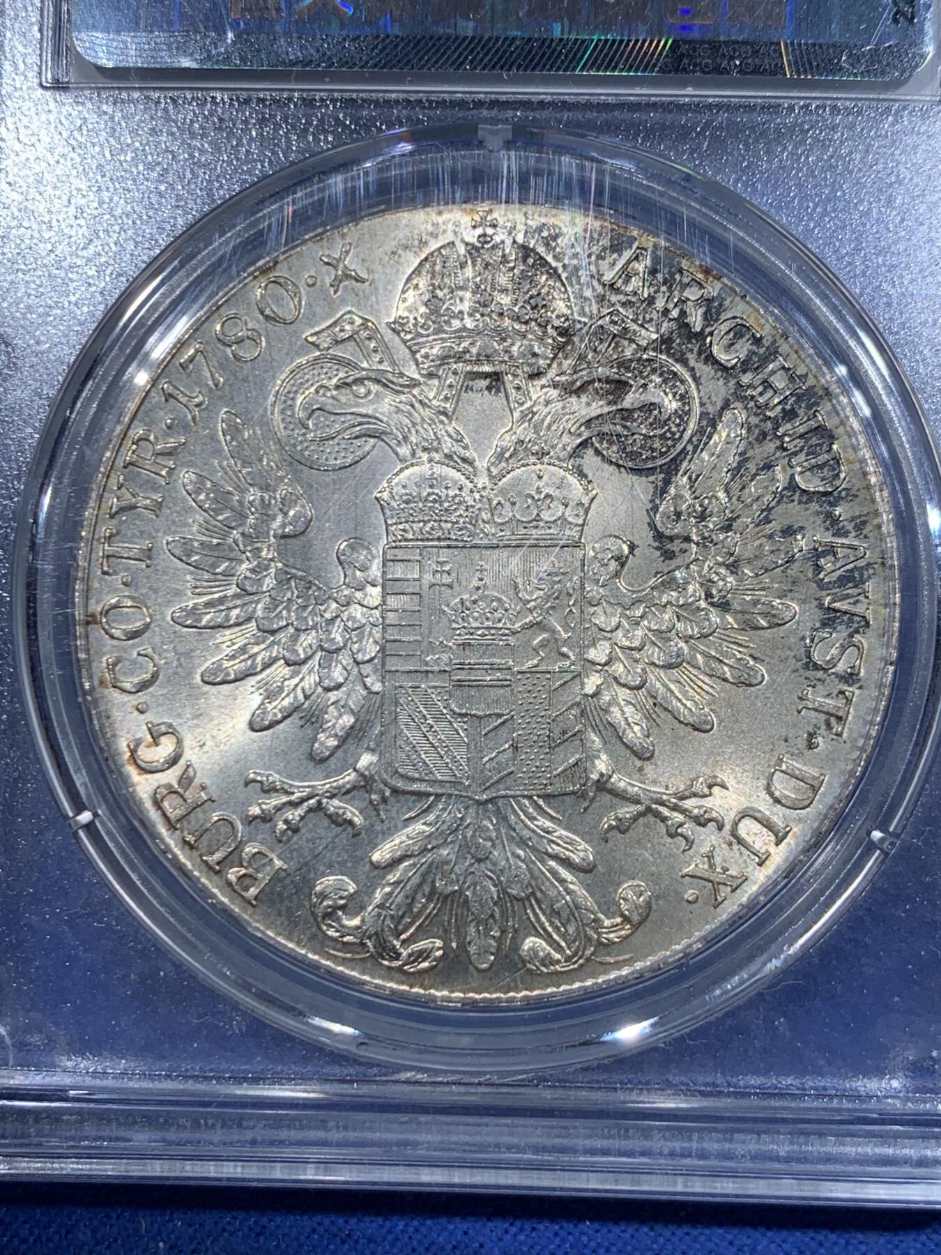 《竞宝斋》第417场 周日，周一，2场连拍 （全场包邮） 爱藏 MS66 奥匈帝国1780年大奶妈玛利亚特蕾西亚1泰勒大银币 后铸版