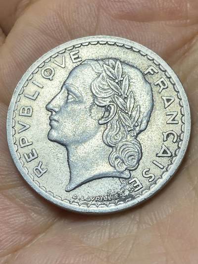 2025年第八十七场(总第一百一十三场）外国好品散币(免佣金) 法国🇫🇷1949年5法郎(Closed  9–闭口9版本，B标，博蒙莱罗热造)