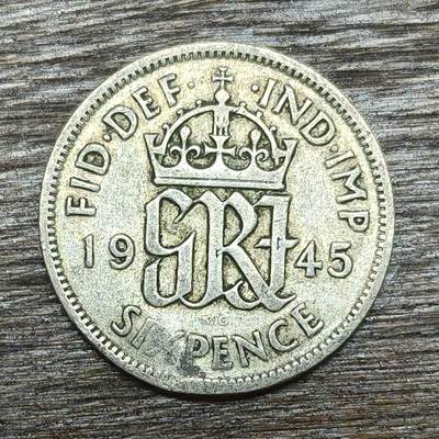 【铜匠收藏】★第130加场★精品币章场，200包邮，不满200.支付运费5元。《接受代拍 代送NGC评级》 - 英国 1945年 6便士 乔治六世 银币