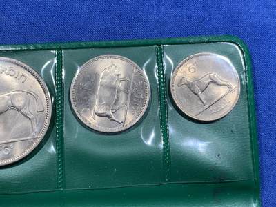 《竞宝斋》第417场 周日，周一，2场连拍 （全场包邮） 英属爱尔兰1966年原光年套，共8枚硬币，2先令6便士-1/4便士。小面值少。动物设计趣味独特，细节见图。