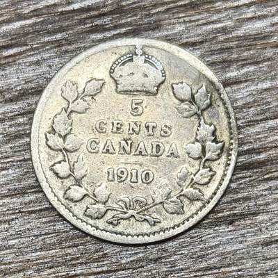 【铜匠收藏】★第130加场★精品币章场，200包邮，不满200.支付运费5元。《接受代拍 代送NGC评级》 - 加拿大 1910年 爱德华七世 5分 银币
