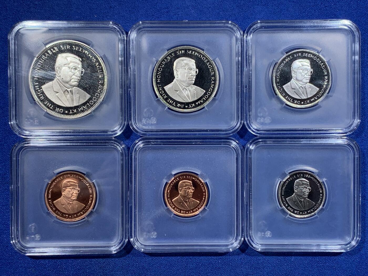 《竞宝斋》第417场 周日，周一，2场连拍 （全场包邮） 六枚一组 1987年毛里求斯精制套币 好品 细节见图