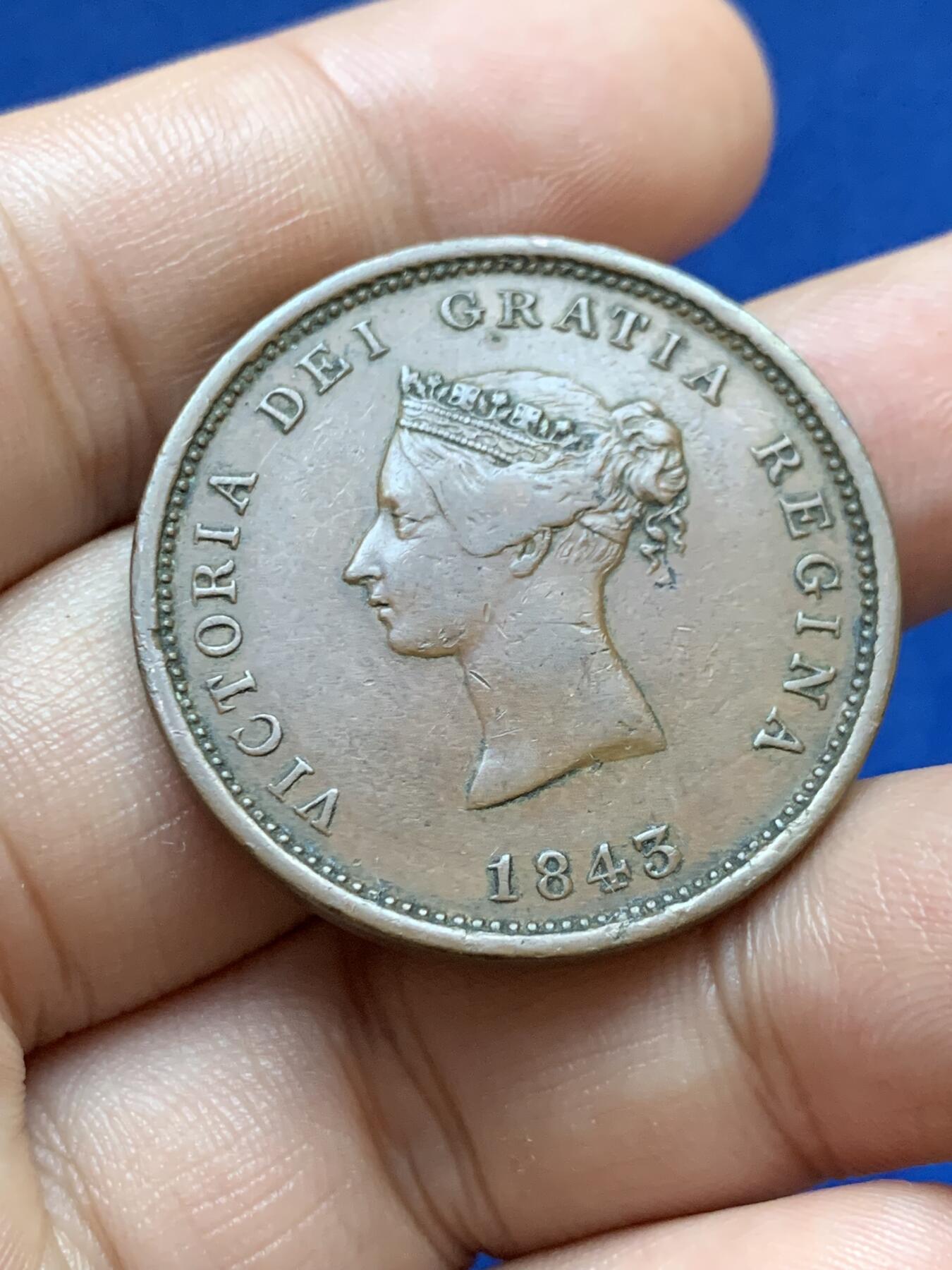 《竞宝斋》第417场 周日，周一，2场连拍 （全场包邮） 新不伦瑞克1843年维多利亚女王1便士铜币，细节清晰，品相难得。