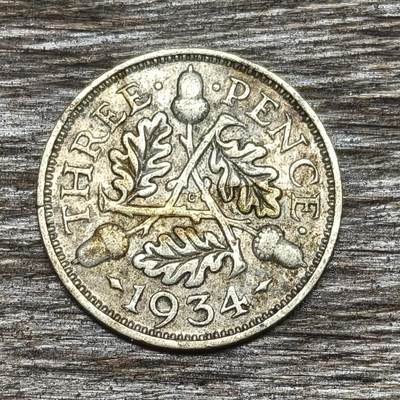 【铜匠收藏】★第130加场★精品币章场，200包邮，不满200.支付运费5元。《接受代拍 代送NGC评级》 - 英国 1934年 3便士 银币 乔治五世