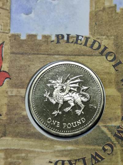 2025年第八十七场(总第一百一十三场）外国好品散币(免佣金) 全新邮币封–英国🇬🇧1995单年份1镑(伊丽莎白二世中年高冠，威尔士红龙🏴󠁧󠁢󠁷󠁬󠁳󠁿图案)