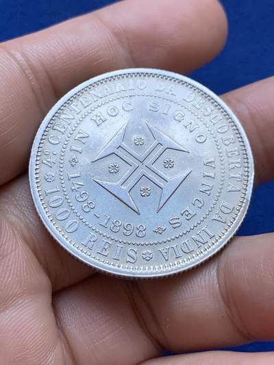 《竞宝斋》第417场 周日，周一，2场连拍 （全场包邮） 葡萄牙1898年发现印度400周年全套3枚银币，200、500、1000瑞尔。