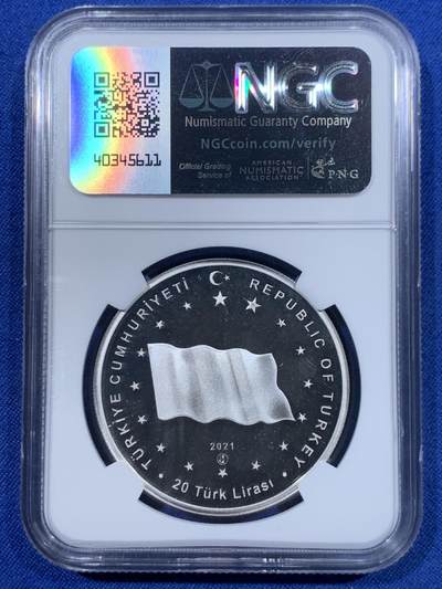 《竞宝斋》第417场 周日，周一，2场连拍 （全场包邮） NGC PF68UC 土耳其2021年伟大的匈奴帝国1盎司彩色珐琅银币 难得高分
