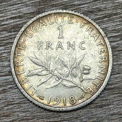 【铜匠收藏】★第130加场★精品币章场，200包邮，不满200.支付运费5元。《接受代拍 代送NGC评级》 - 法国 1918年 1法郎 银币