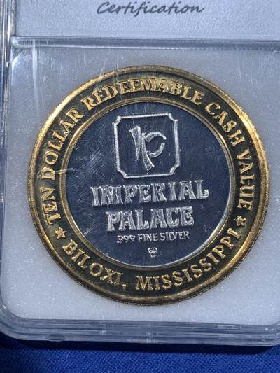 《竞宝斋》第417场 周日，周一，2场连拍 （全场包邮） NNC PR-70 DCAM 美国银质赌场代币 相当于10美金 密西西比州“比洛克西”皇宫 999银0.6盎司银