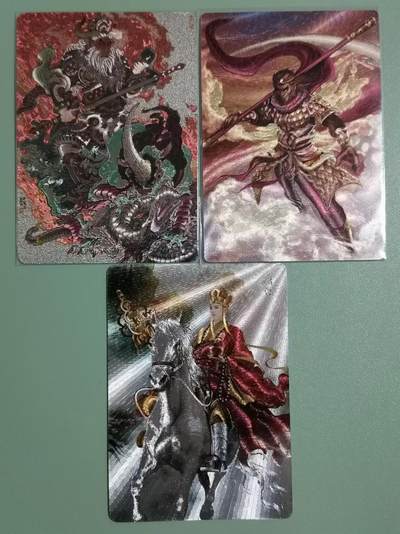 光影卡牌第22期，各家亲签，各家套卡，持续收拍品 - 百里牛魔王➕星宿孙悟空➕燎原唐僧，都是粗闪，注意唐僧有两个小压痕