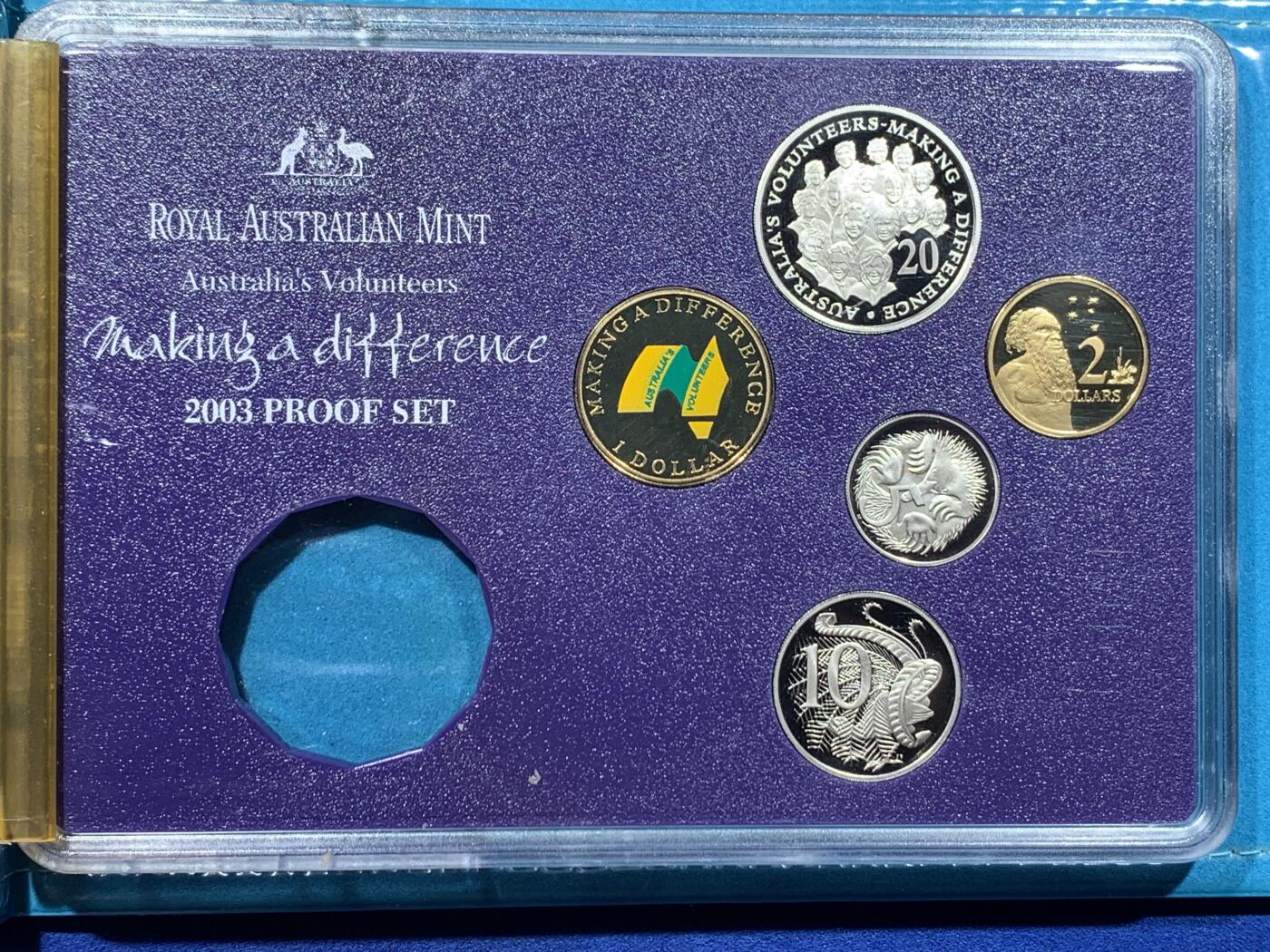 《竞宝斋》第417场 周日，周一，2场连拍 （全场包邮） 澳大利亚 2003年 精制套币 缺50分 细节见图